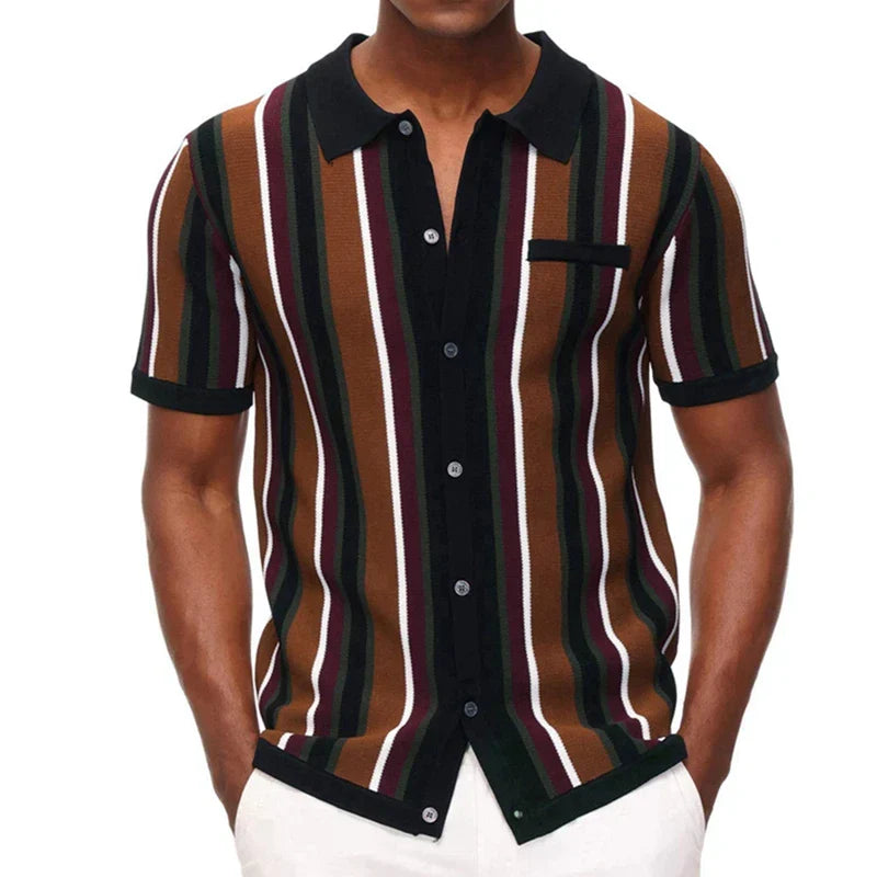 Noble Wear Polo Collar Stripes Casual Shirt