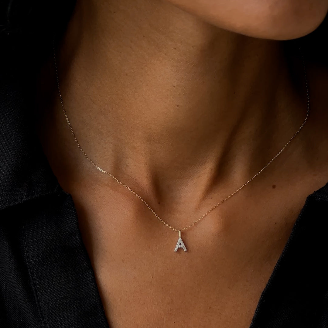 Diamond Initial Pendant 14k Gold - D
