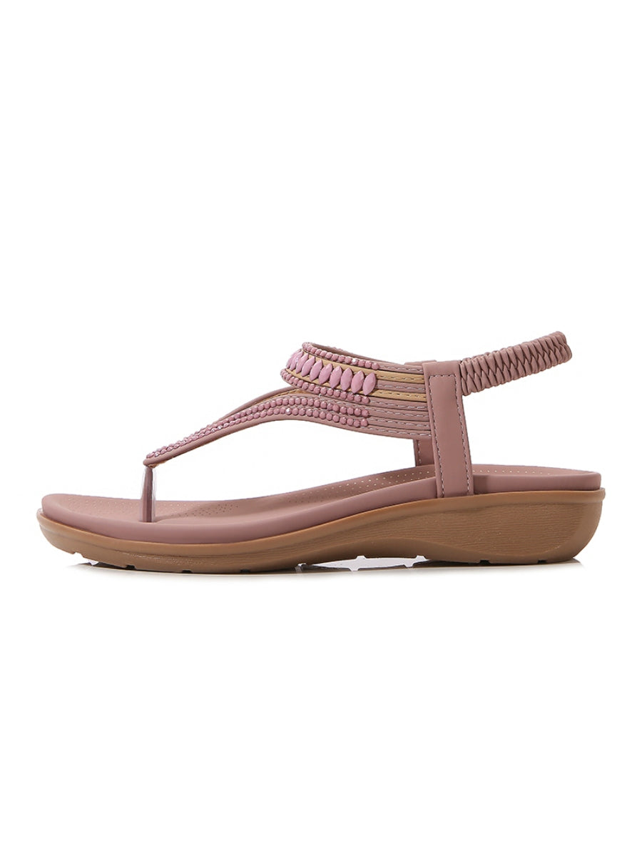 Beaded Slingback Slides Flat Sandals - SIKETU