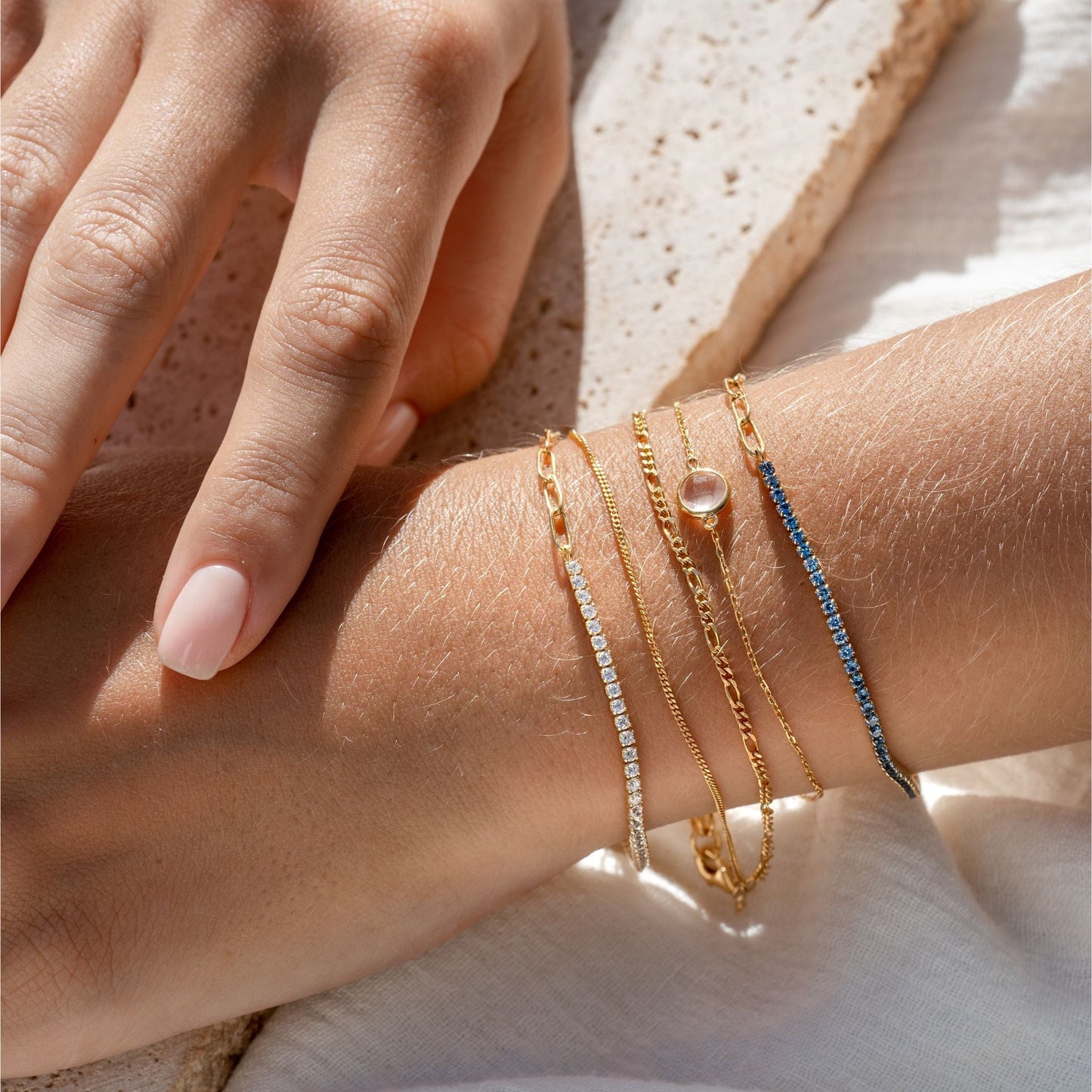 Silver Tennis Bracelet (Half) - White