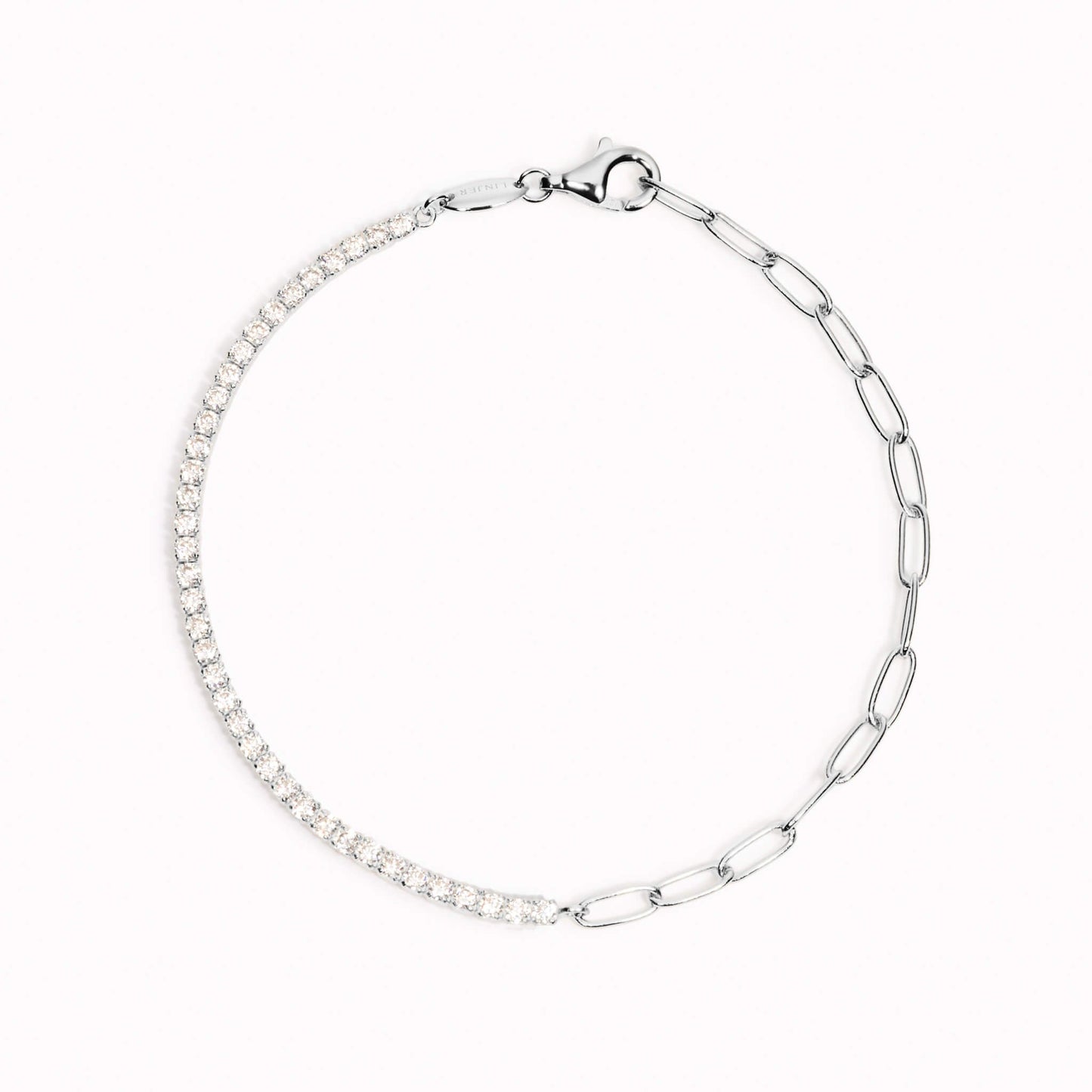 Silver Tennis Bracelet (Half) - White