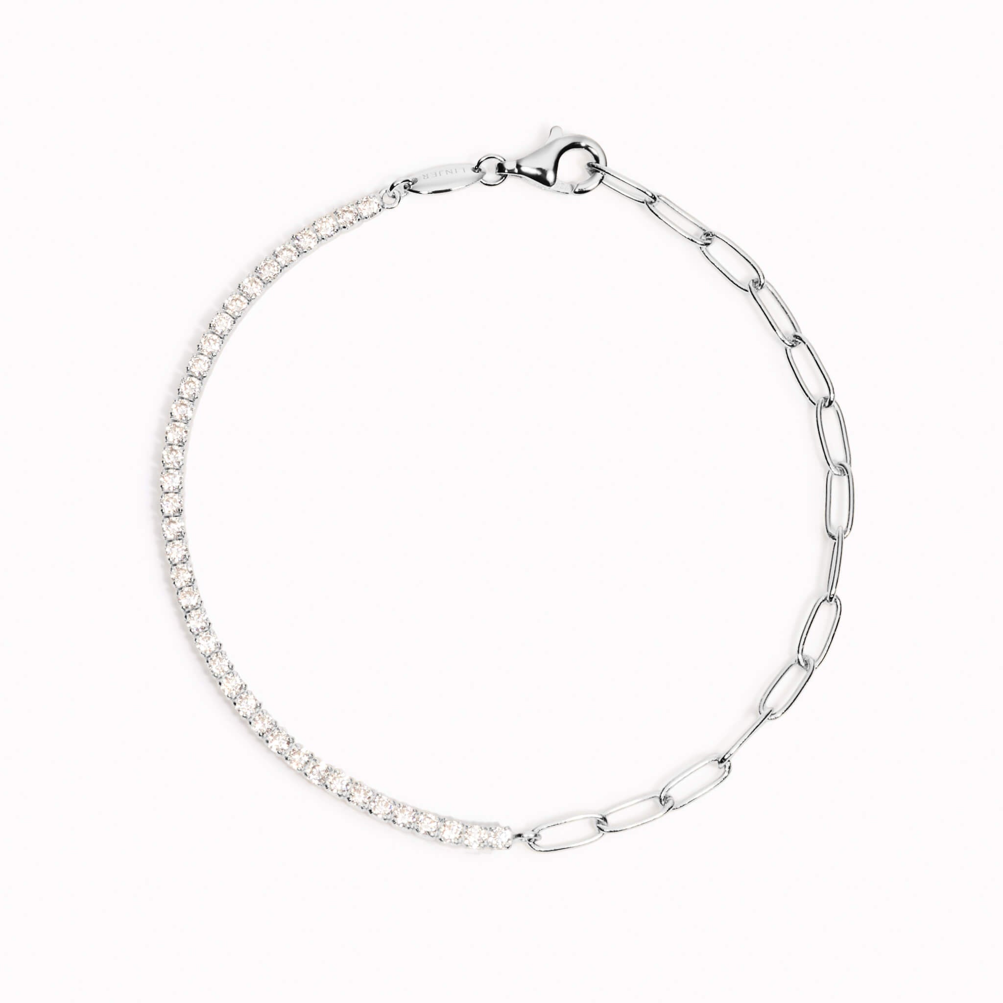 Silver Tennis Bracelet (Half) - White