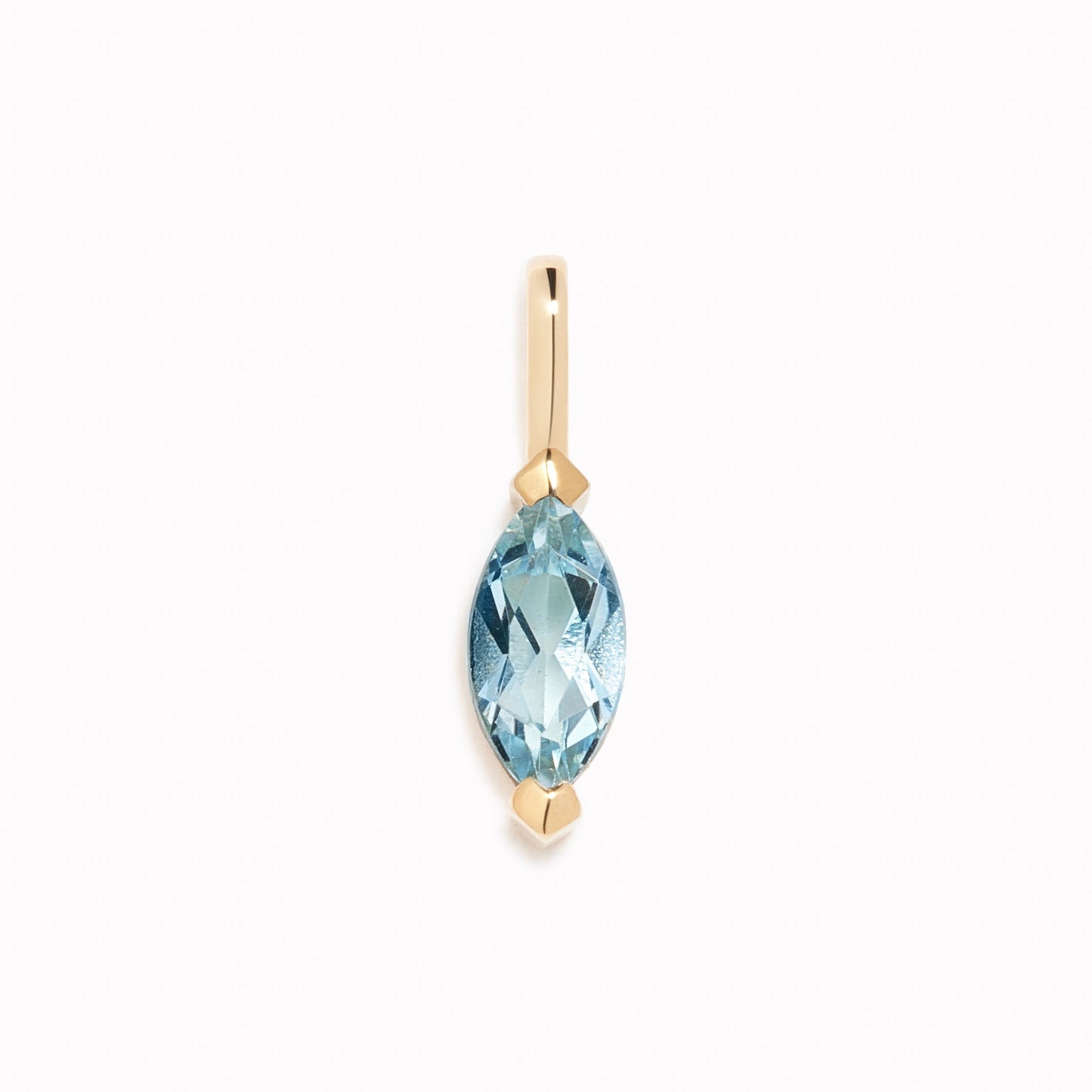 March Birthstone Pendant 14k Gold - Swiss Blue Topaz