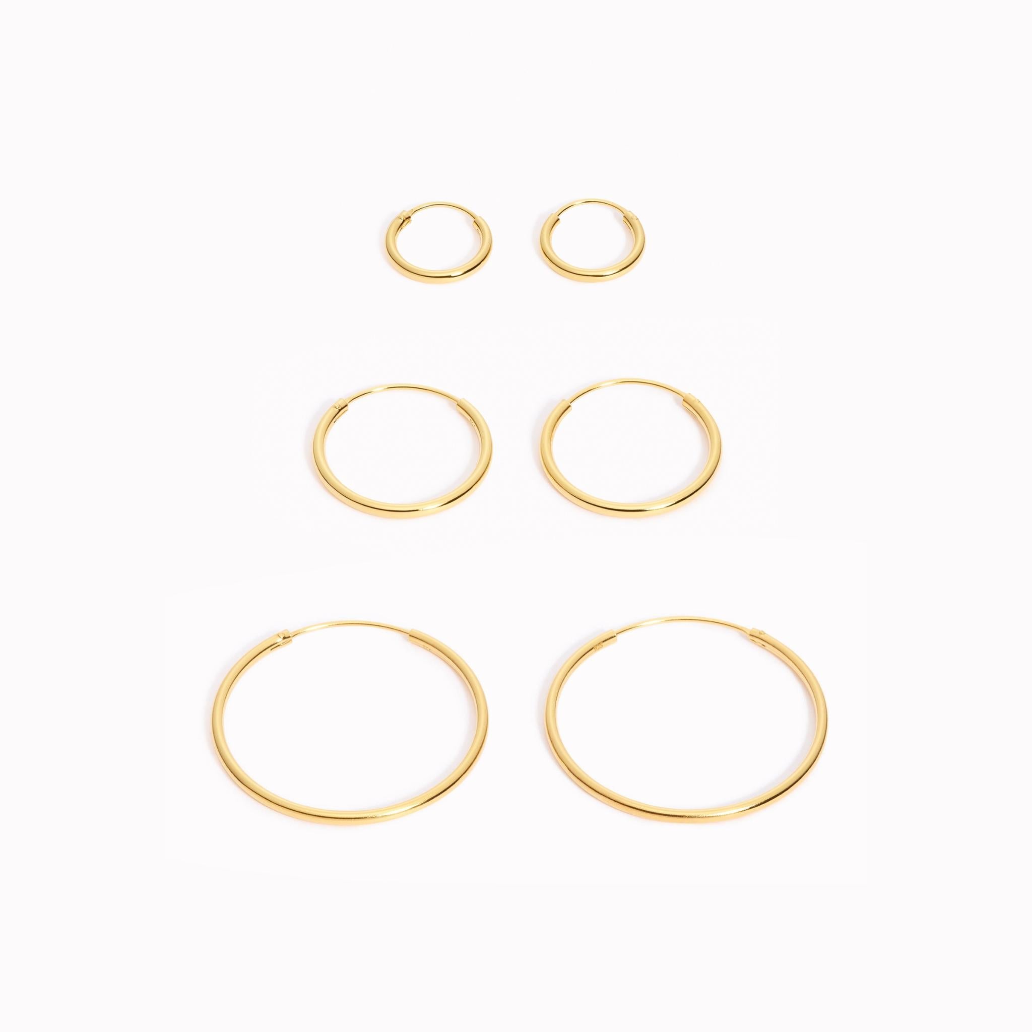 Gold Hoop Earrings Set