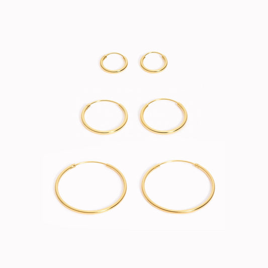 Gold Hoop Earrings Set