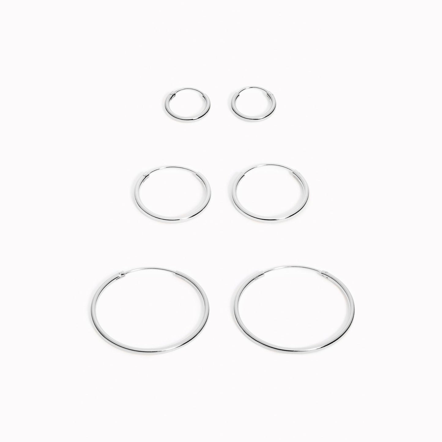Silver Hoop Earrings Set