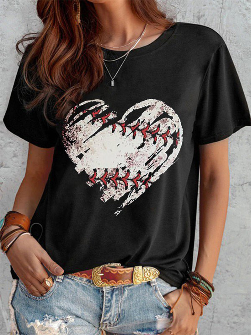 Heart Printed Fashion Casual T-Shirt