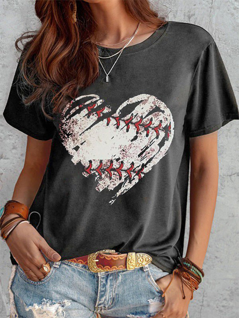 Heart Printed Fashion Casual T-Shirt