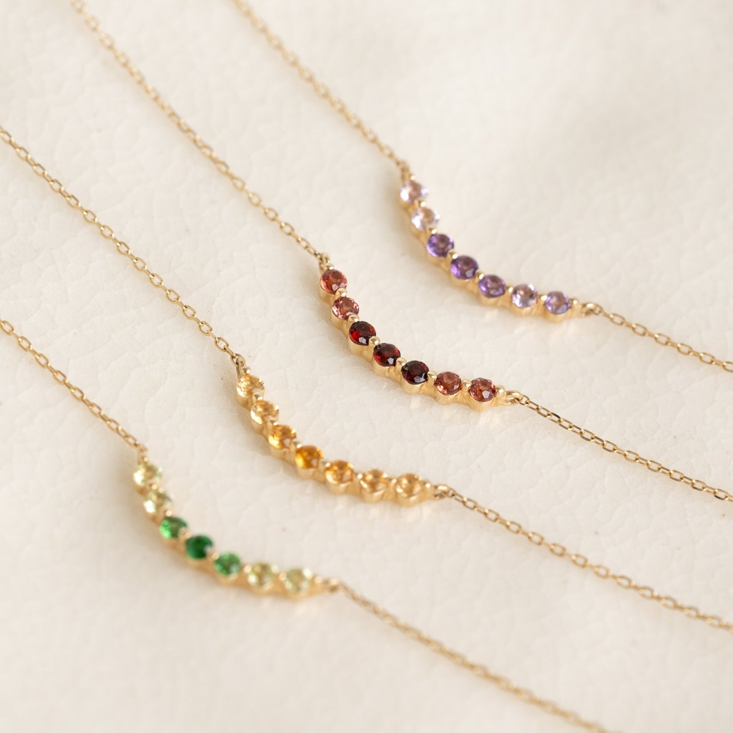 August Birthstone Necklace 14k Gold - Ombre Tsavorite