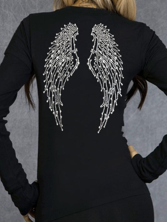 Gothic Style Wings Pattern Print T-Shirt