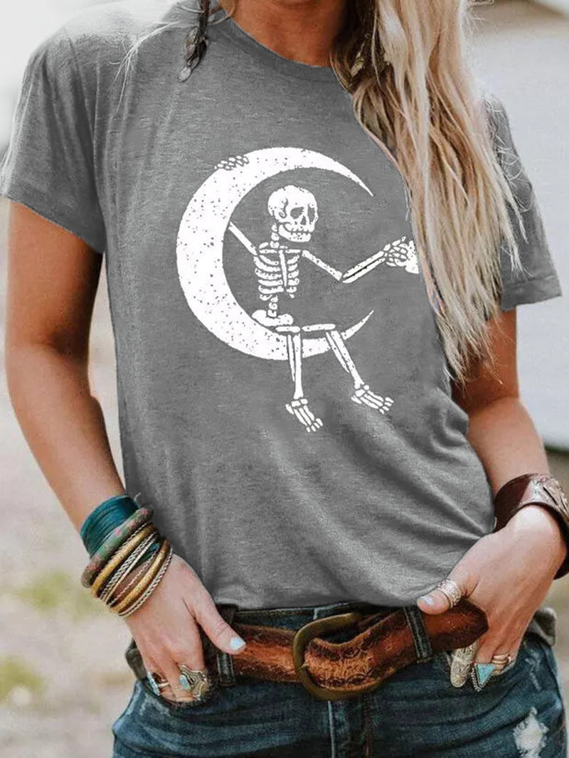 Printed Crew Neck Loose Fitting T-shirt