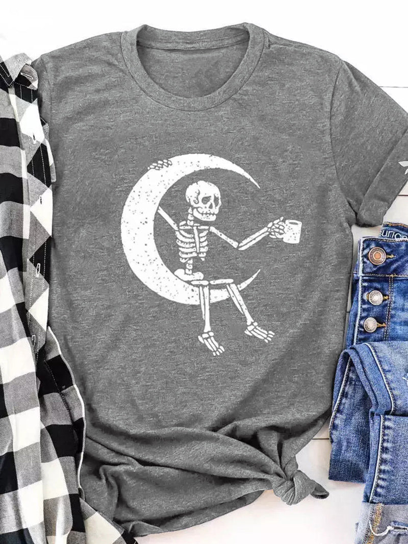 Printed Crew Neck Loose Fitting T-shirt