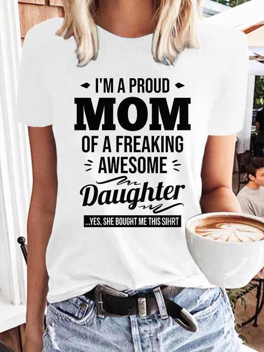 MOM AND DAUGHTER printed short-sleeved women's funny T-shirt