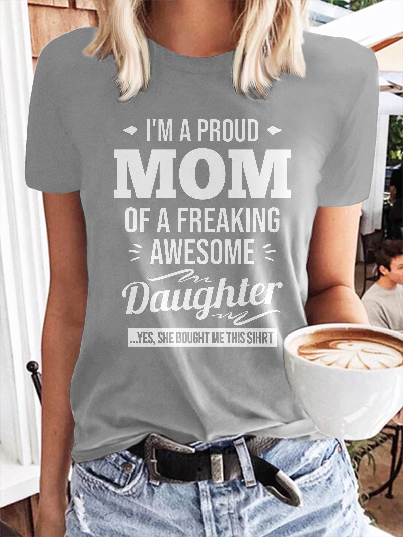 MOM AND DAUGHTER printed short-sleeved women's funny T-shirt