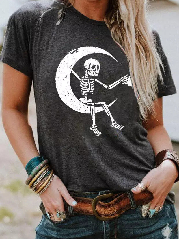 Printed Crew Neck Loose Fitting T-shirt