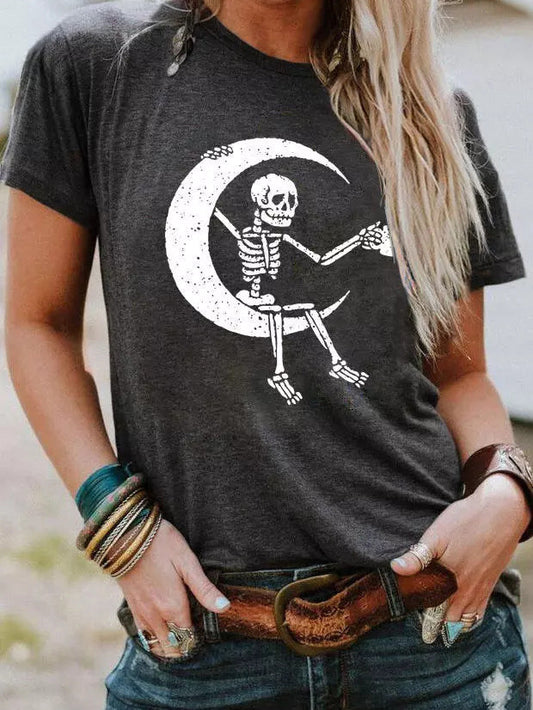 Printed Crew Neck Loose Fitting T-shirt