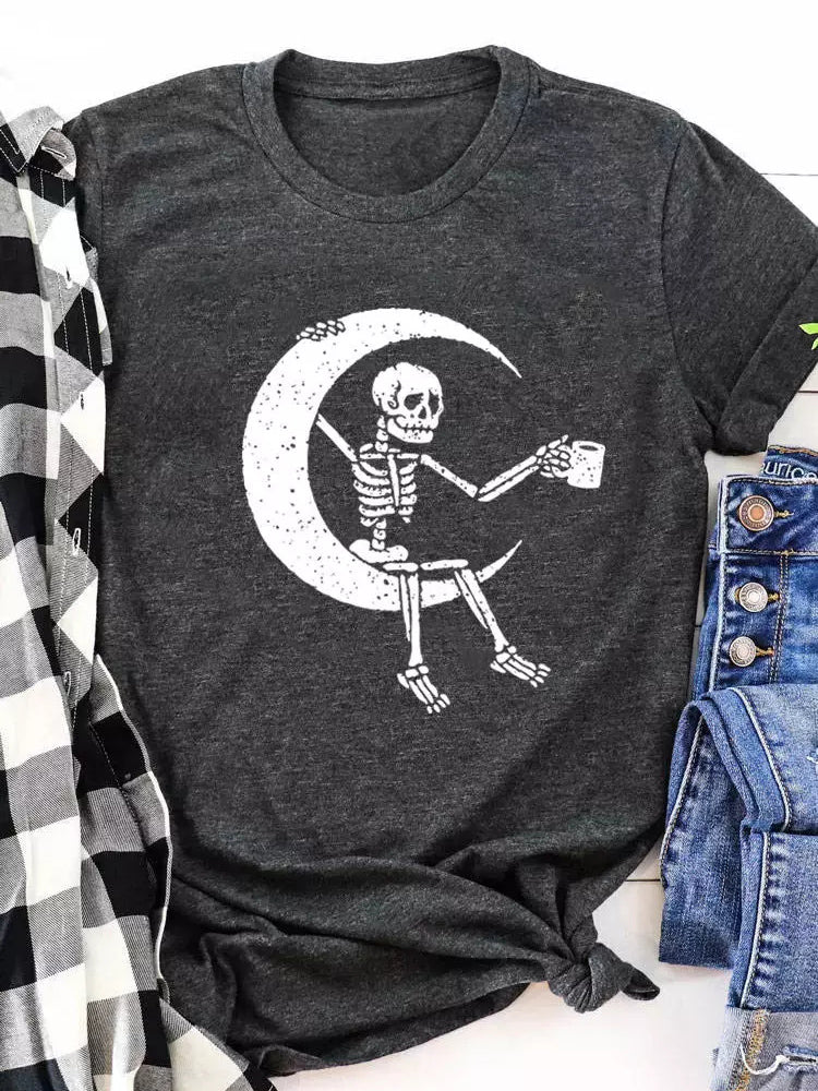 Printed Crew Neck Loose Fitting T-shirt