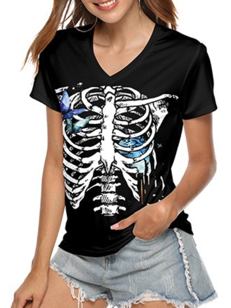 Skull Printed Short Sleeve T-Shirts