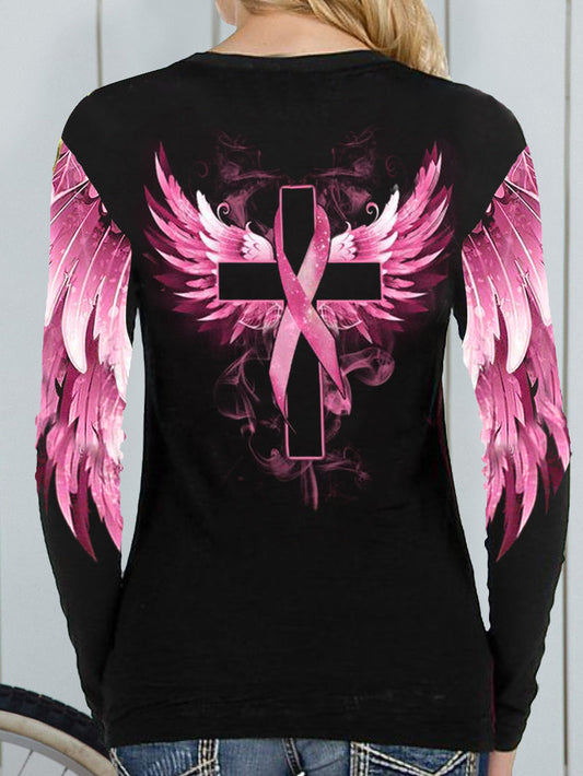 Ribbon Wings Cross Printed T-Shirt