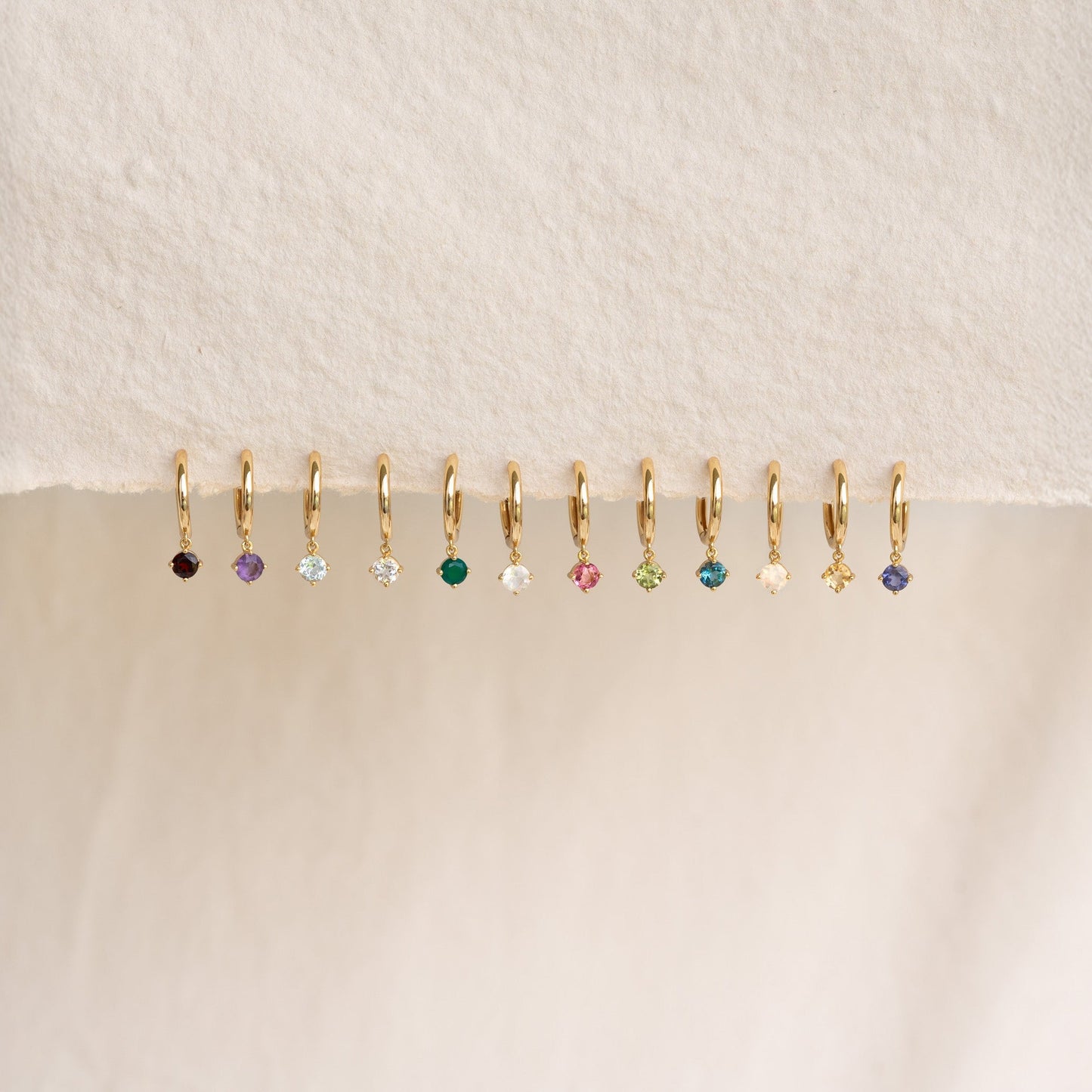 February Birthstone Drop Huggie Earrings - Amethyst