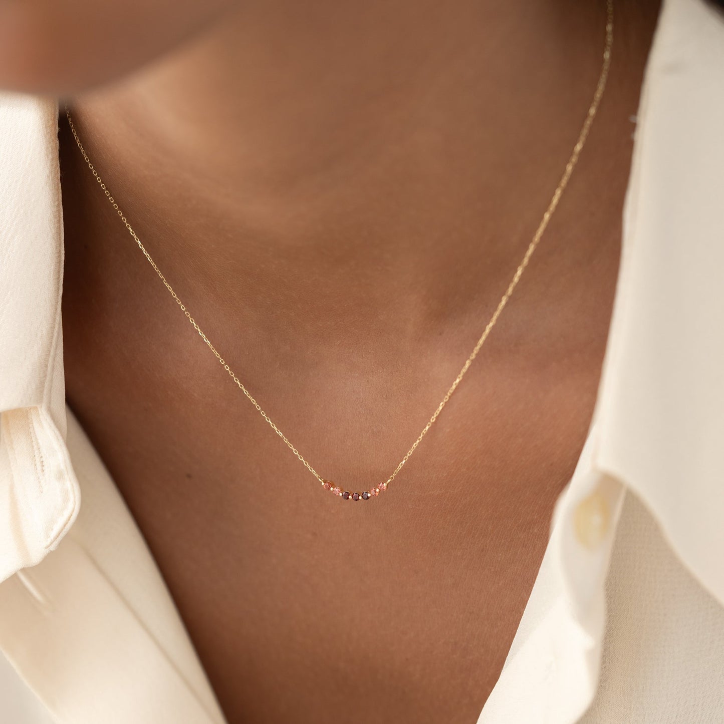 January Birthstone Necklace 14k Gold - Ombre Garnet