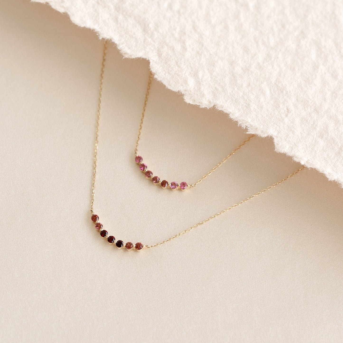 January Birthstone Necklace 14k Gold - Ombre Garnet