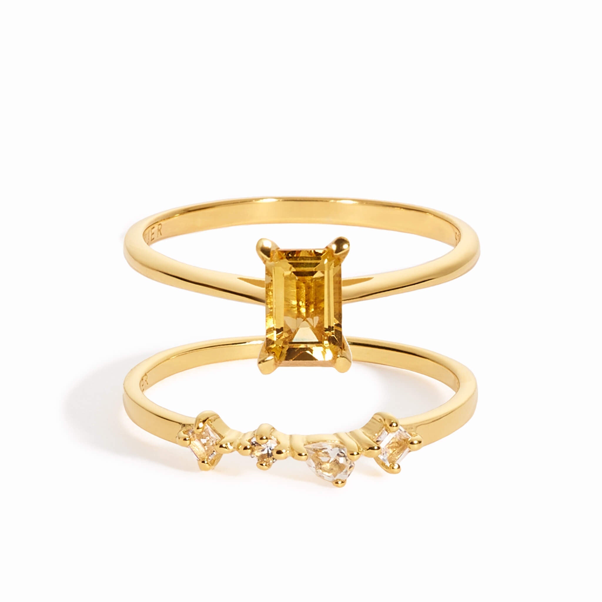 Ring Set Citrine & White Topaz - Charlotte & Ilse