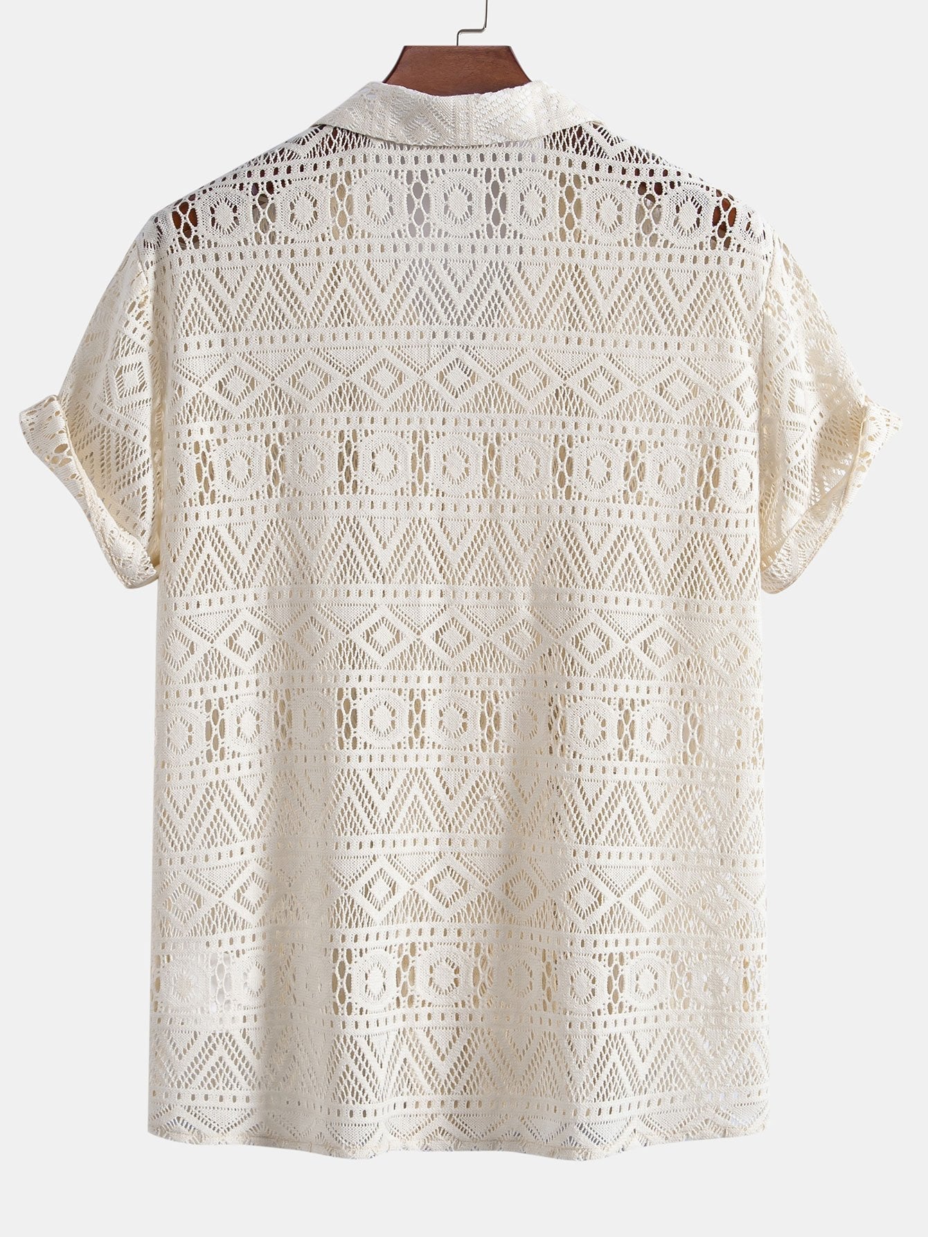 Noble Wear Short Sleeve Geometry Textured Cuban Shirt