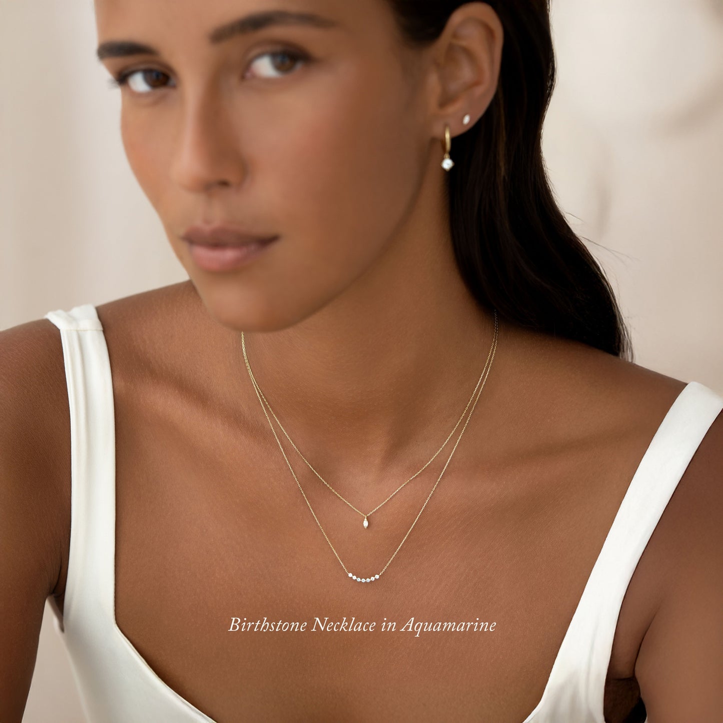 July Birthstone Necklace 14k Gold - Ombre Pink Tourmaline