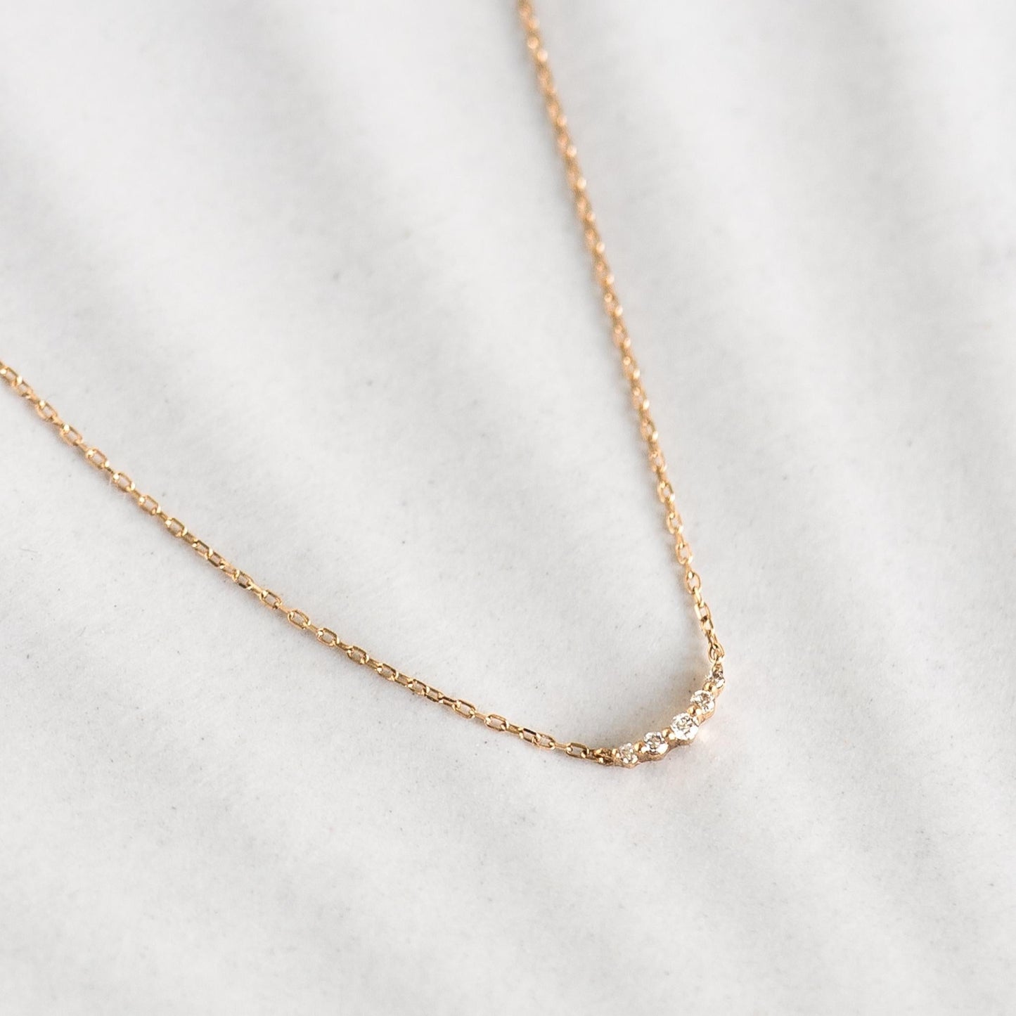 Diamond Curved Bar Necklace 14k Gold - Jemma