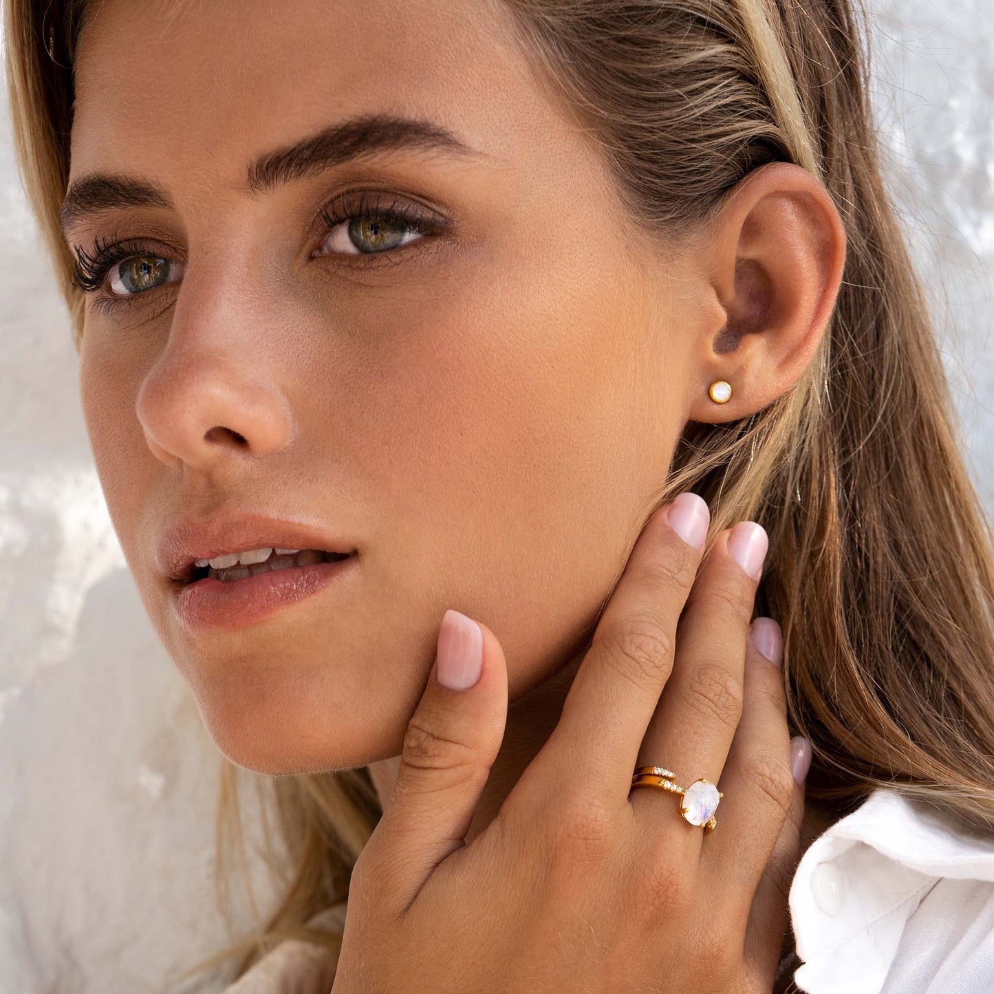 Moonstone Stud Earrings - Karina