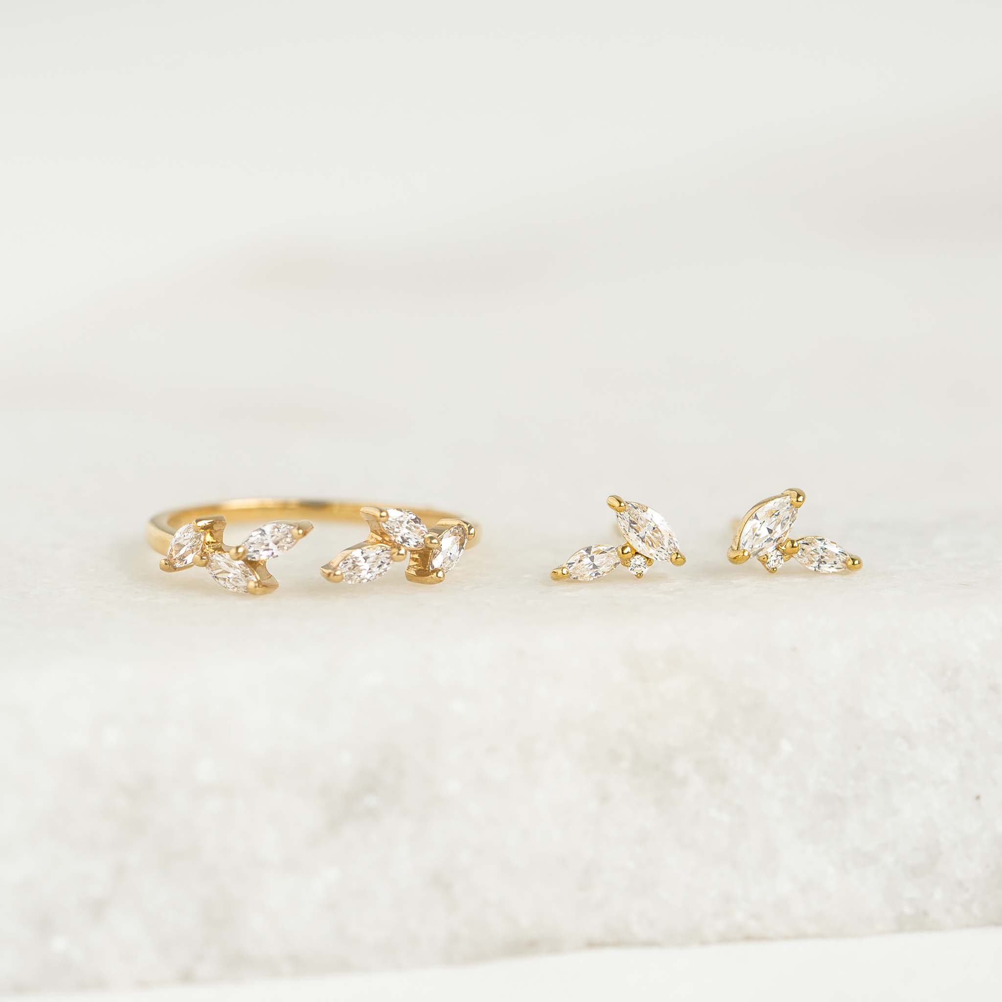 Leaf Ring and Earring Set - Ada & Selma