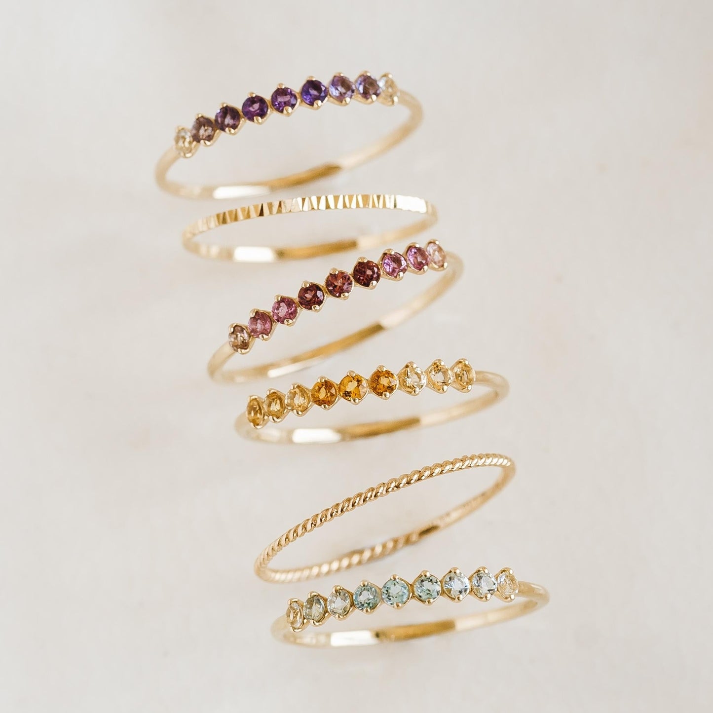 July Birthstone Ring 14k Gold - Ombre Tourmaline