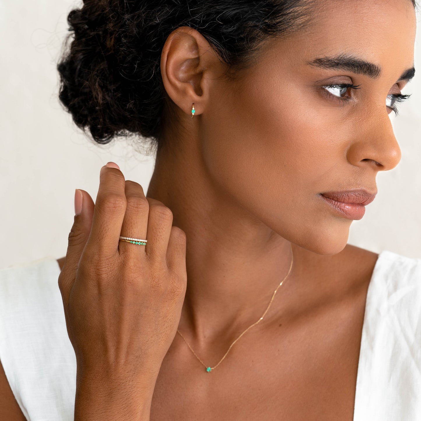 Graduated Emerald Ring 14k Gold - Mila
