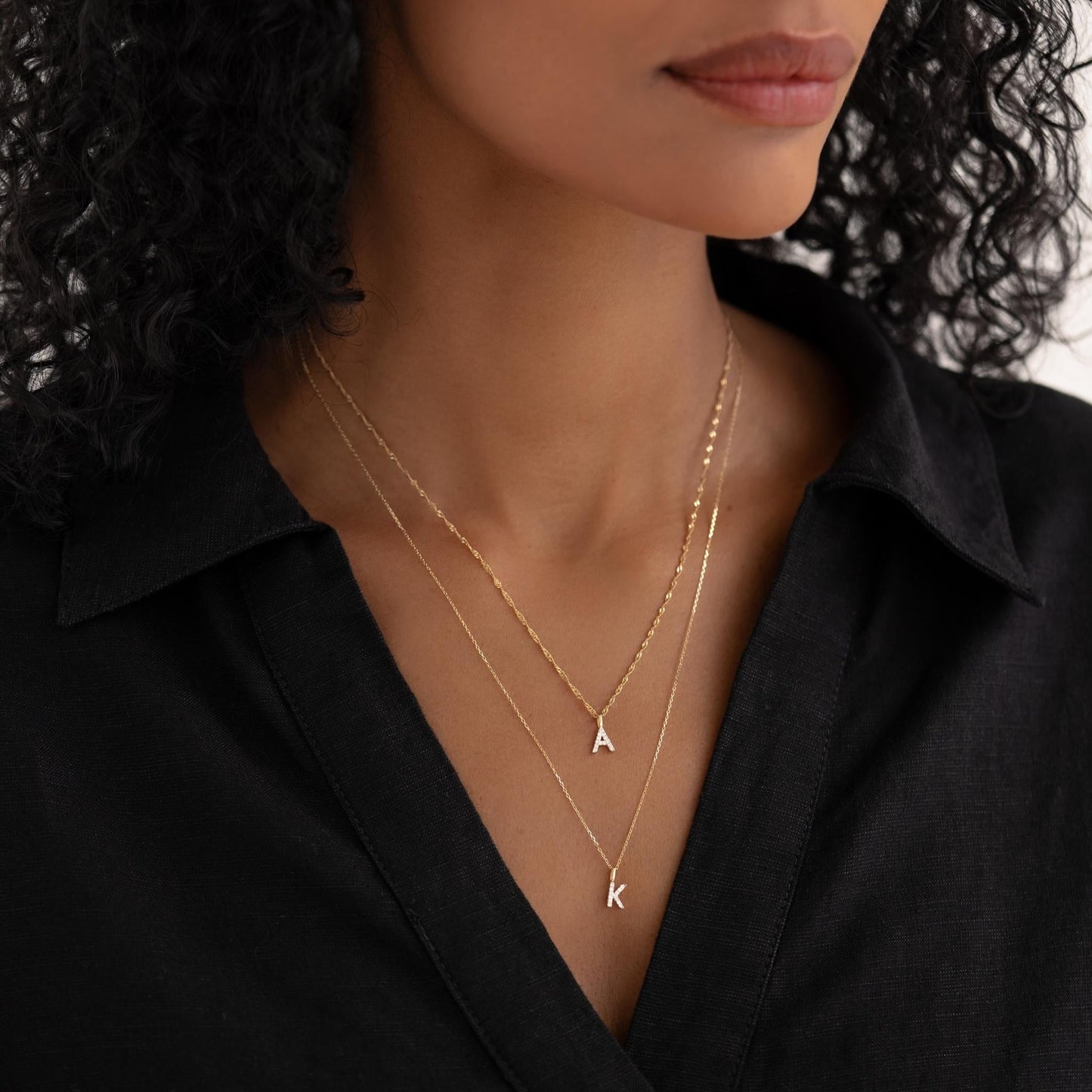 Diamond Initial Pendant 14k Gold - D