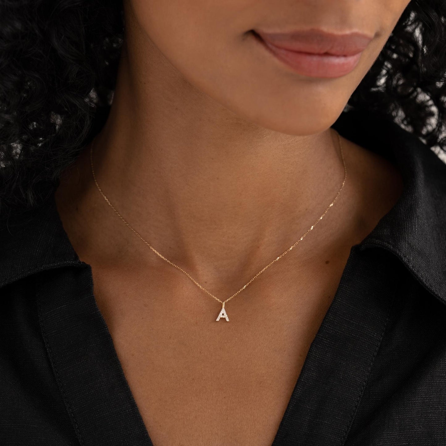 Diamond Initial Pendant 14k Gold - H
