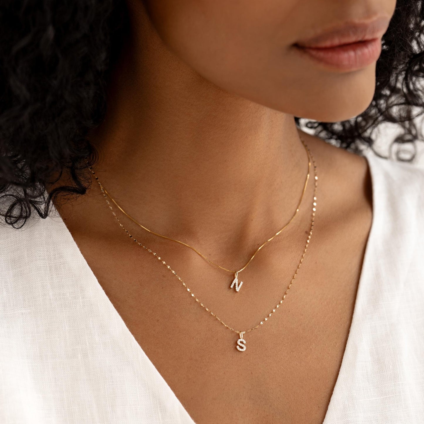 Diamond Initial Pendant 14k Gold - N
