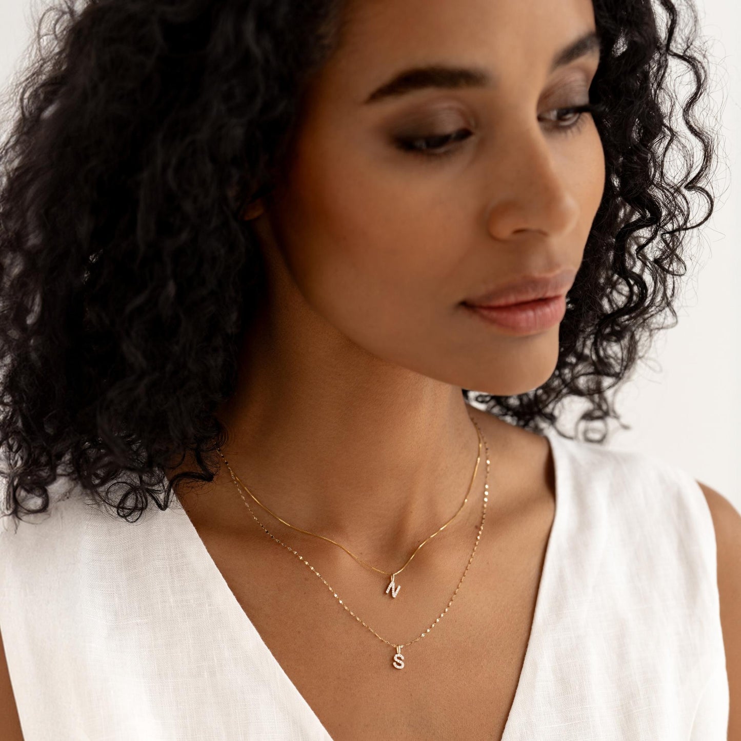 Diamond Initial Pendant 14k Gold - D