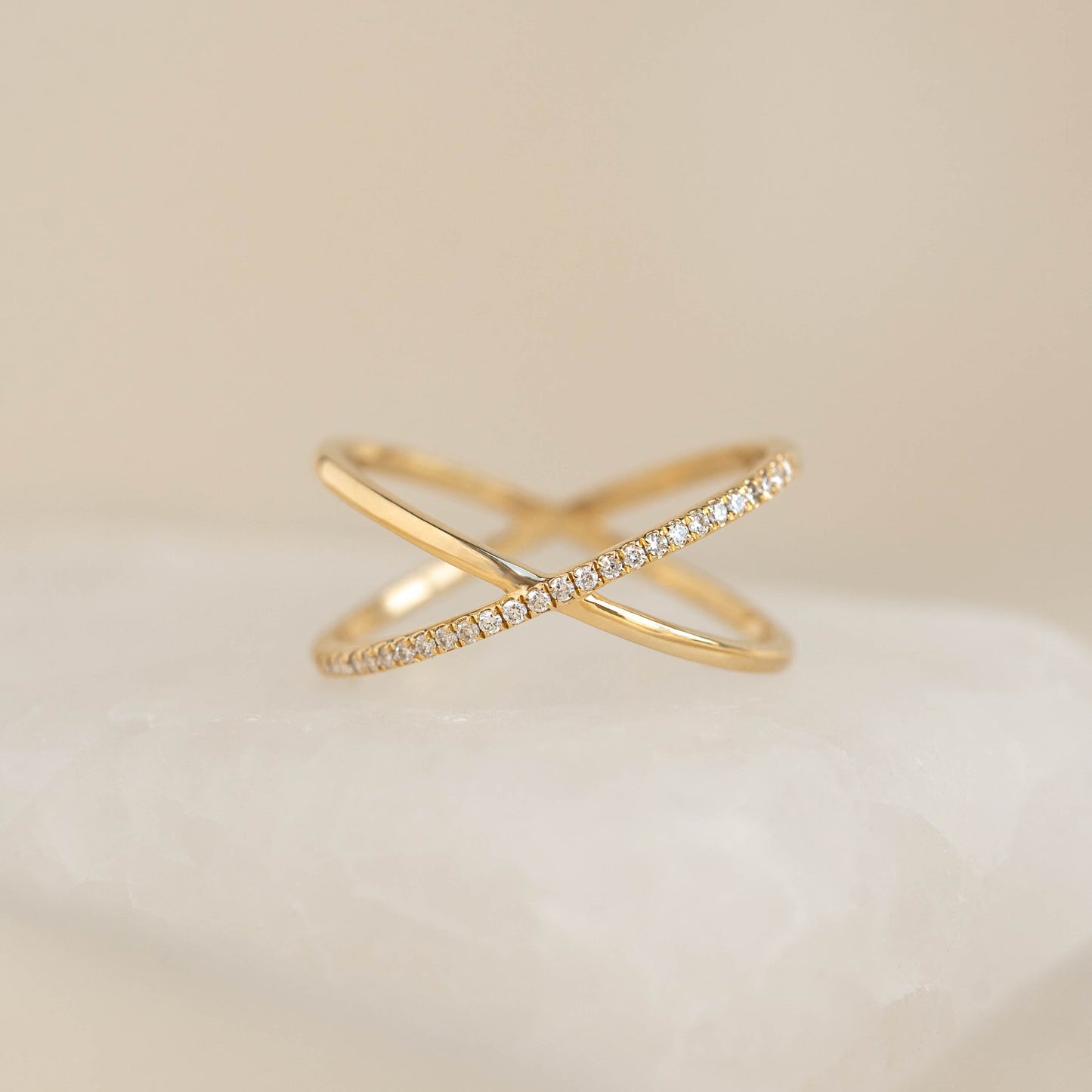 Criss Cross Half Eternity Diamond Ring - Nuria