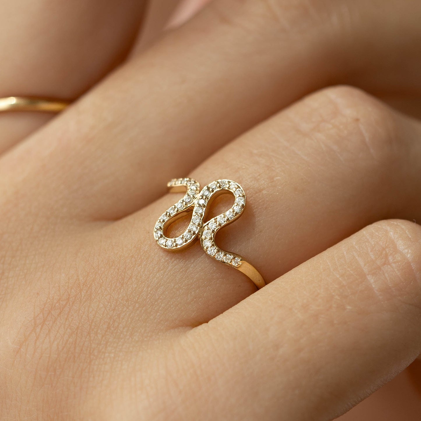 Diamond Squiggle Ring 14k Gold