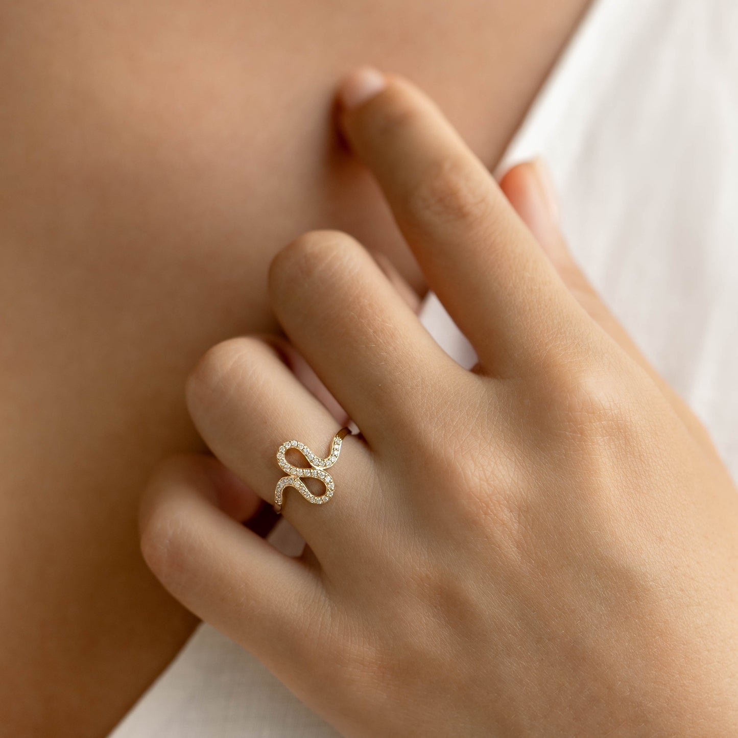 Diamond Squiggle Ring 14k Gold