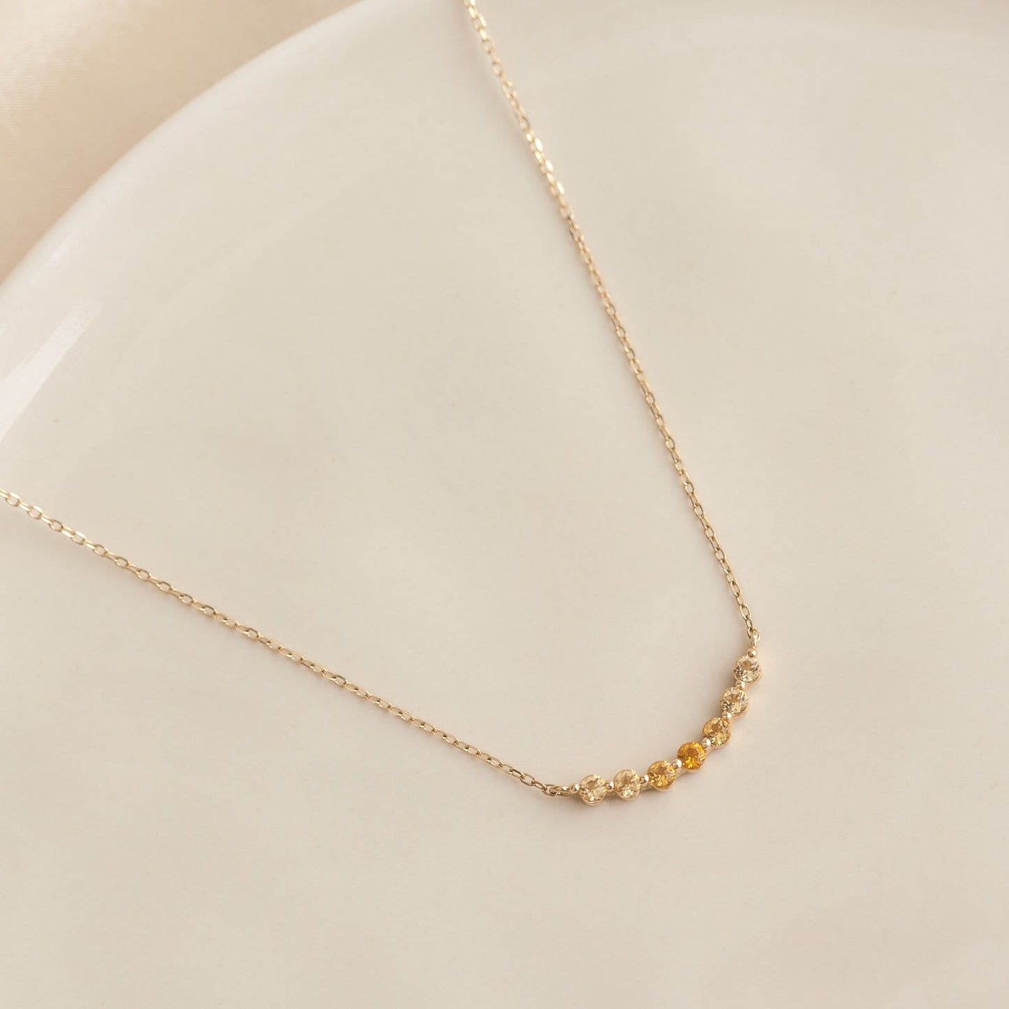 November Birthstone Necklace 14k Gold - Ombre Citrine