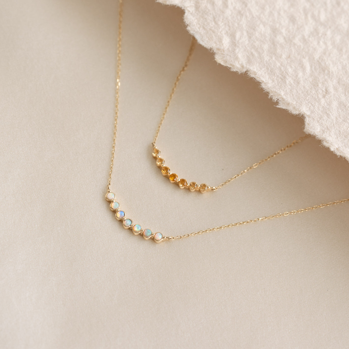 November Birthstone Necklace 14k Gold - Ombre Citrine