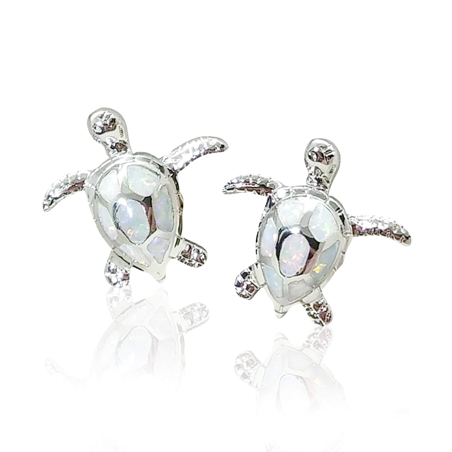 White Opal Sea Turtle Earrings