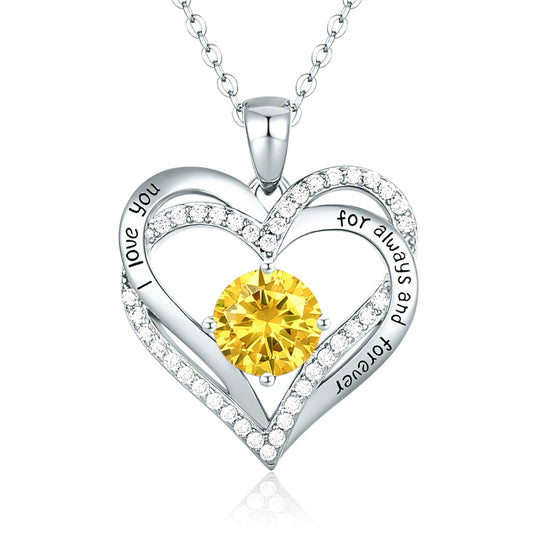 November Birthstone Heart Necklace