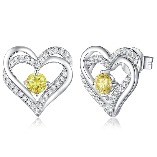 November Birthstone Heart Earrings