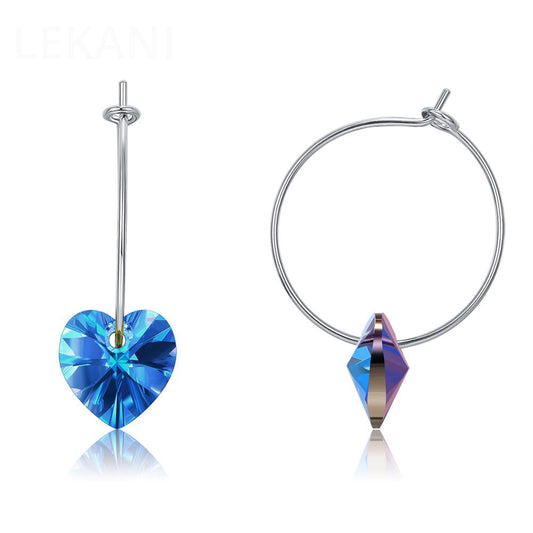 Blue Heart Hoop Earrings