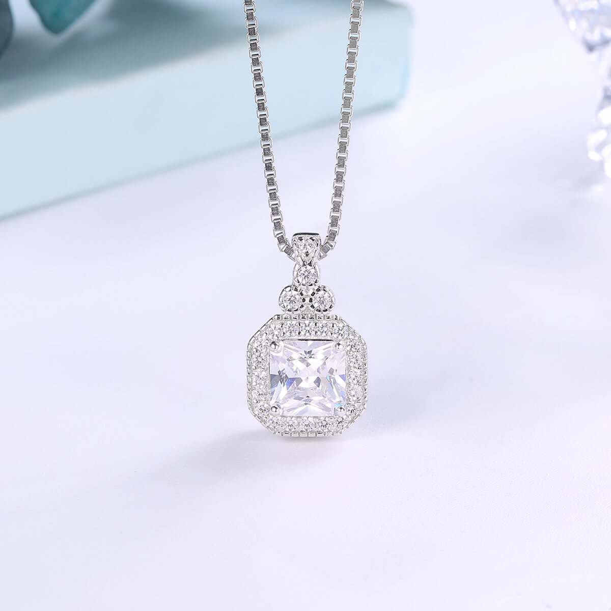 Antique Asscher Cut Necklace