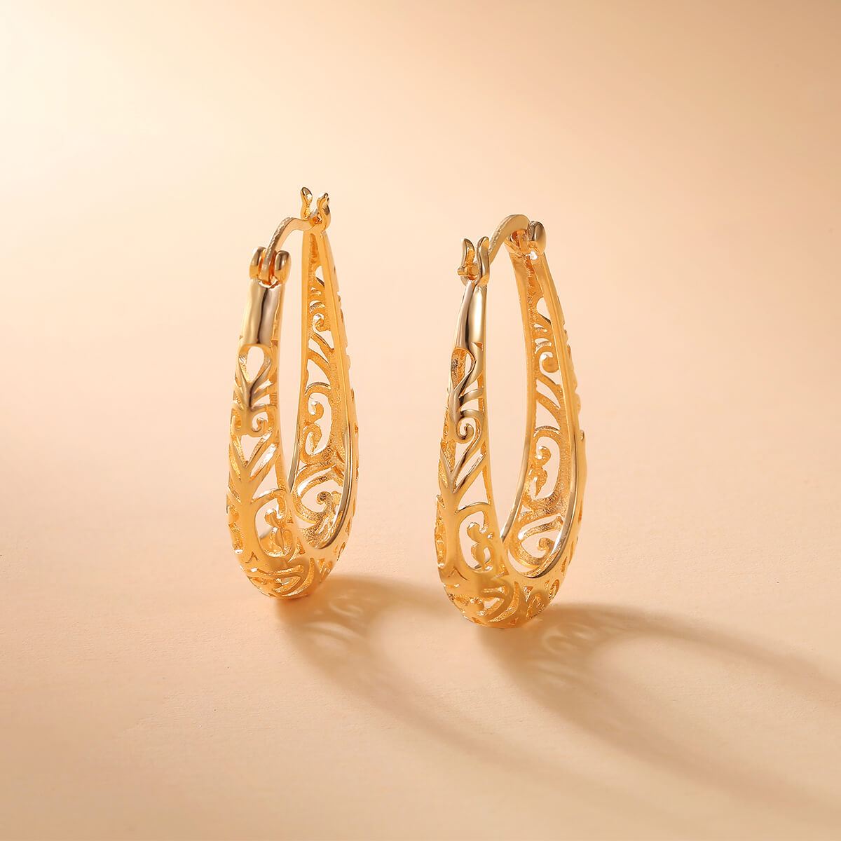 Gold Filigree Hoop Earrings