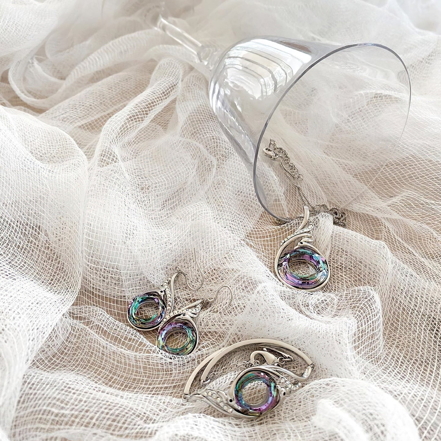 Pink Crystal Phoenix Earrings